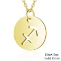 Polished gold stainless steel Sagittarius zodiac pendant necklace with 13mm diameter - Sagittarius