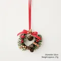 Mini Christmas wreath with pine cones and red berries, 10cm diameter festive decoration - 10CM Bell Wreath D (With Sound)