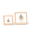 Flesh pink floating jewelry display case with clear PE film for rings and earrings - Apricot
