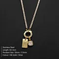 14K vergulde roestvrijstalen ketting met luxe kristal en letter A hanger bedeltje - Letter A (XNL0116) / Goud