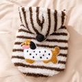 Sudadera de felpa a rayas para perro con bordado de dalmata y pompón decorativo - S / 2025 New Brown Dachshund