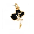 Golden lightning cloud charm with black enamel and zircon details for bracelets - Gold Lightning Cloud Black Enamel
