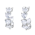 Pendientes de aro en C de plata con circonitas de corazón para mujer estilo minimalista - Plateado