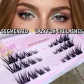 Cils segmentés en fibres synthétiques noires effet Fox Eye, pack économique de 10 rangées - Trois Rangées Vol Oblique Œil de Renard