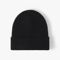 Gorro clásico de punto acanalado negro para hombre y mujer con diseño de dobladillo - Negro
