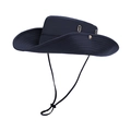 Dark blue wide brim sun hat for hiking with adjustable chin strap and breathable vents - Adjustable / Navy Blue