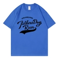 Blue cotton T-shirt with Philadelphia Fathers Day Run black print in a loose fit style - Royal Blue 1