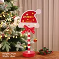 Christmas North Pole stop sign wood decor with LED lights for holiday desktop display - Christmas Hat