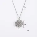 Silver rotating dragon flower necklace in titanium steel with 16mm zircon pendant - X0593 Rotating Dragon Necklace