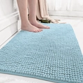 Soft light blue chenille bath mat with absorbent microfiber texture for bathroom floor - 50*80cm / Simple Time-Foggy Blue