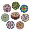 DIY diamond painting mandala coasters set of 8 with black metal holder stand - MBD-03 Without Holder