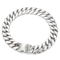 Men's silver Cuban chain necklace with frosted finish and X-shaped bone buckle clasp - Sandblasted (31mmx60cm)