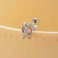 Silver planet stud earring with rainbow zircon and screw back in titanium steel - AB Color