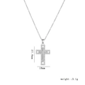 Silver double-layered cross pendant necklace with white zircons on a white background - Silver Double-Layer Cross (1584)