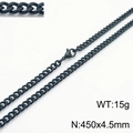 Chaîne cubaine en acier inoxydable noir, 4,5 mm de large et 450 mm de long, 15 g - 45cm / Noir 4.5mm