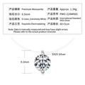 S925 sterling silver mermaid tear necklace with 6.5mm D-color moissanite stone - Mermaid Tears - 1 Carat