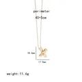 Detail view of a gold-plated letter X pendant with size measurements and chain length - Letter X