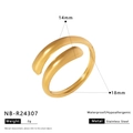 Detailed size chart of 18K gold plated stainless steel floral geometric ring with specs - Minimalist Smooth Open Style (NB-R24307)
