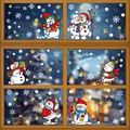 Set di vetrofanie natalizie con pupazzo di neve e fiocchi di neve per decorazioni festive - Set da 6 Pezzi Combinazione BQ392+(394-397)+399