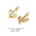 Golden cactus DIY jewelry pendants made of copper and zircon for bracelets and necklaces - Style 20