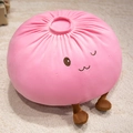 Roze gestoomd broodje pluche pop met schattig glimlachend gezicht en beentjes - Kersenbloesem Roze / 28cm