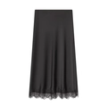 Elegante gonna midi in raso nero con bordo in pizzo su sfondo bianco - XS / grigio scuro