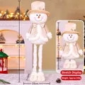 Champagnerfarbene Schneemann-Puppe mit Teleskopbeinen, Höhe verstellbar 46cm bis 80cm - Schneemann / Groß 80CM