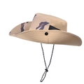 Khaki camouflage wide brim sun hat for men with breathable mesh and adjustable chin strap - Camouflage Khaki