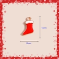 Mini pendentif botte de Noël en émail rouge et blanc avec bordure dorée (14x10mm) - Chaussette de Noël (4)