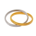 Set of two gold and silver elastic Tubogas snake chain bracelets on a white background - Mixed Color Double Loop Elastic Bracelet (CK1210)