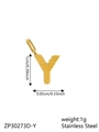Polished gold stainless steel letter Y pendant with radial textured surface detail - Letter-Y / Gold