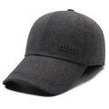 Gorra de béisbol de invierno gruesa para hombre con orejeras y tela de lana color carbón - Ajustable / Gris