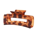 Detail of 10.5cm matte rectangular hair claw clip with brown tortoiseshell pattern - #15 Matte Leopard Print