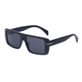 Gafas de sol cuadradas polarizadas para hombre con montura negra y flecha de plata - C1 Polarizado Negro Brillante Gris