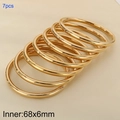 Set of 7 pieces 18k gold plated 6mm hollow stainless steel bangles for women - Gold (7-Piece Set)