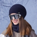 Conjunto de gorro y braga de punto azul marino para mujer esquí y actividades exterior - Set de 2 piezas / Azul marino
