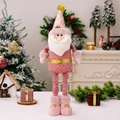 Papá Noel telescópico rosa con lentejuelas y piel sintética para decoración de Navidad - Papá Noel Telescópico Rosa