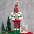 Gnomo di Natale con gambe lunghe e cappello lavorato a maglia per decoro casa - Gnomo Telescopico Stile Treccia Rosso-Verde