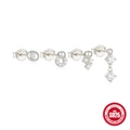 Minimalist S925 sterling silver ear stud set with white zircon and faux pearls - 4 Pairs Geometric Pearl Silver#4