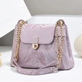 Elegant purple crossbody bag with marble texture and golden metal chain strap - 26x10x21cm / Purple