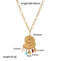 Detail of golden nautilus pendant with shell and fish charms on a thick link chain - Nautilus Tassel & Fish Charm (TN3533)