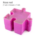 Organizer puzzle rosa rosso con sei vassoi di smistamento e un coperchio trasparente - 691.2g (6 Scatole + 1 Coperchio) / Rosa Rosso