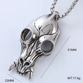 Gothic beast skull pendant necklace in antique silver finish with chain details - Cracked Beast Skull Pattern (Pendant Only (Without Chain) Style 9)