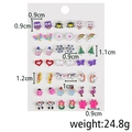 21 Paar Cartoon-Ohrstecker-Set mit Eule, Einhorn und Regenbogen-Tierdesigns - E1365-1 (21 Paar Set)
