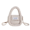 Gestrickte Kindertasche in Cremeweiß mit gewebter Textur und oberem Tragegriff - Weiß