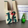 Détail du sac tricoté de Noël avec date 12 25 et motif de ruban festif chic - Beige Vert Foncé-1225