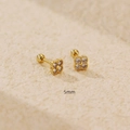 5mm vintage gold clover stud earrings in S925 silver with sparkling zircon accents - 5mm / Gold