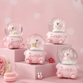 Pink cartoon rabbit glowing crystal ball ornaments in sweet resin design - Sweet Rabbit (NO.51) / 45# Light + Snow (Random One)