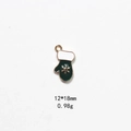 Detail of a green enamel Christmas glove pendant with a gold snowflake, 12x18mm size - No.22 Green Snowflake Glove