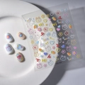 5D embossed cartoon bunny and carrot nail art stickers for kids with 3D floral patterns - FEB-590